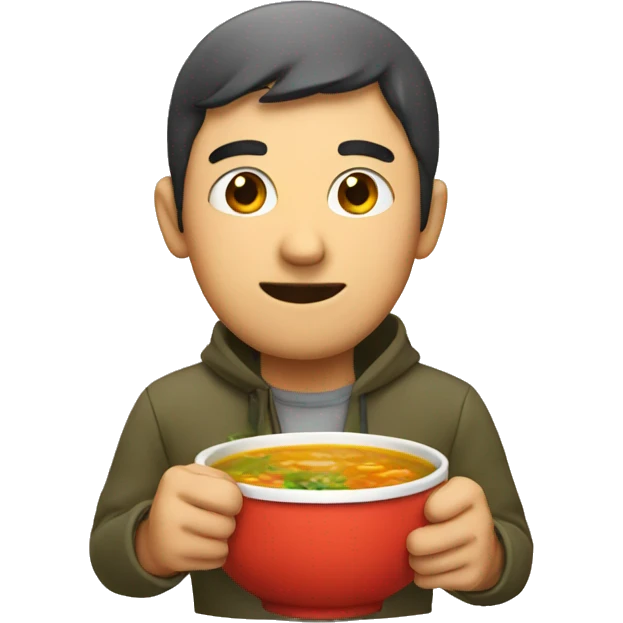 Guy with eating a soup emoji