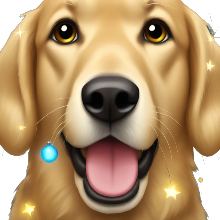 Golden Retreiver wearing Christmas lights  emoji