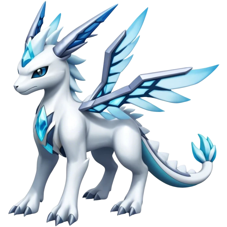 Kyurem-reshiram-Glaceon-dialga-suicune-hybrid, full body emoji