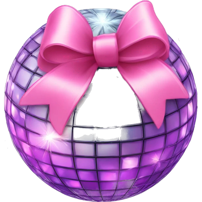 Disco ball with a pink bow emoji