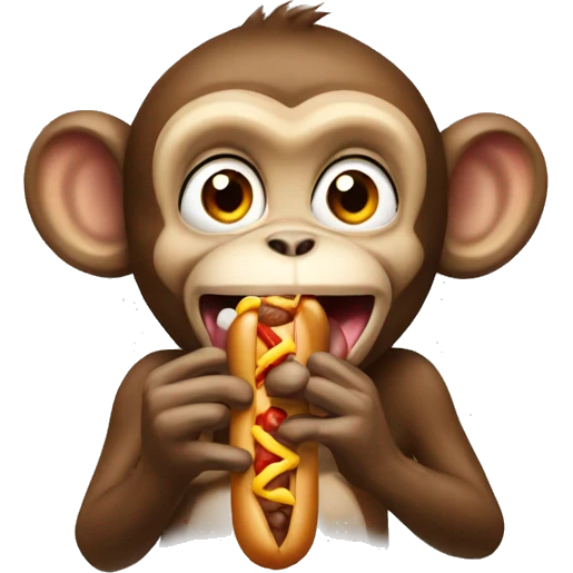 monkey eating hotdog emoji