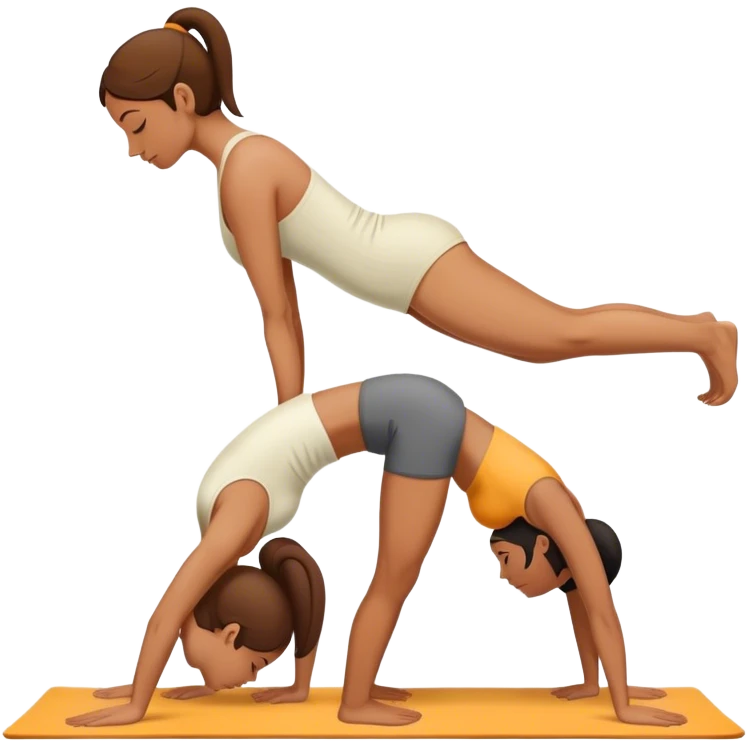 two ladies in downward dog back to back  emoji