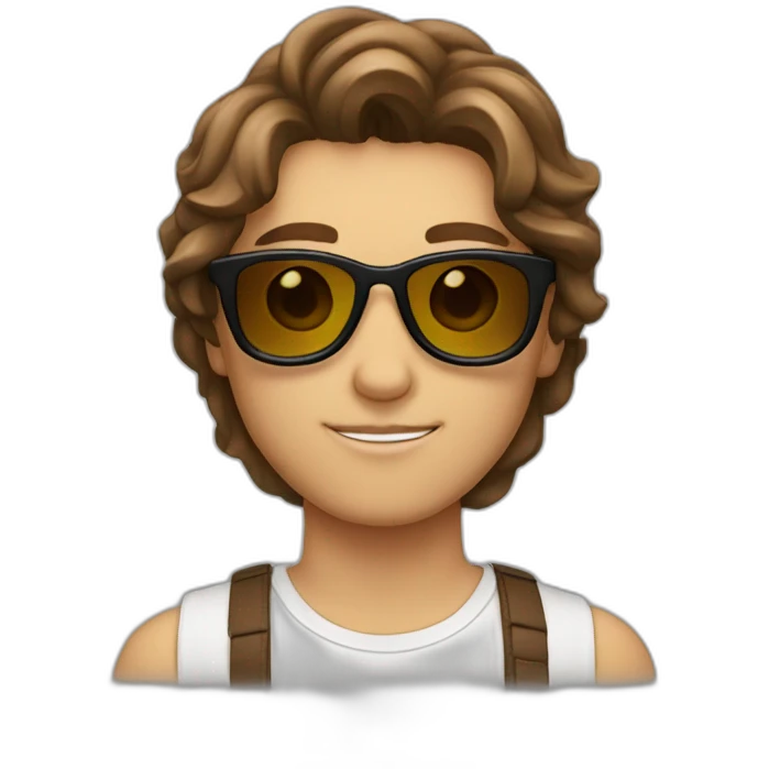 teenager-parting in the middle-brown haired-brown eyed-sunglasses-cool emoji
