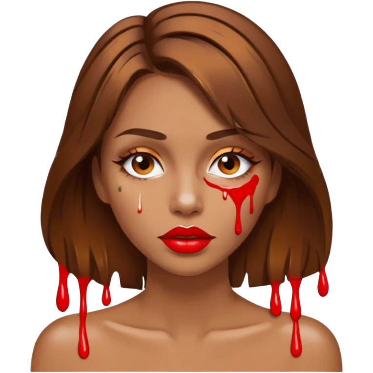 Brown Hair, Woman, white paint drip, face, hot, Sexy, lips emoji