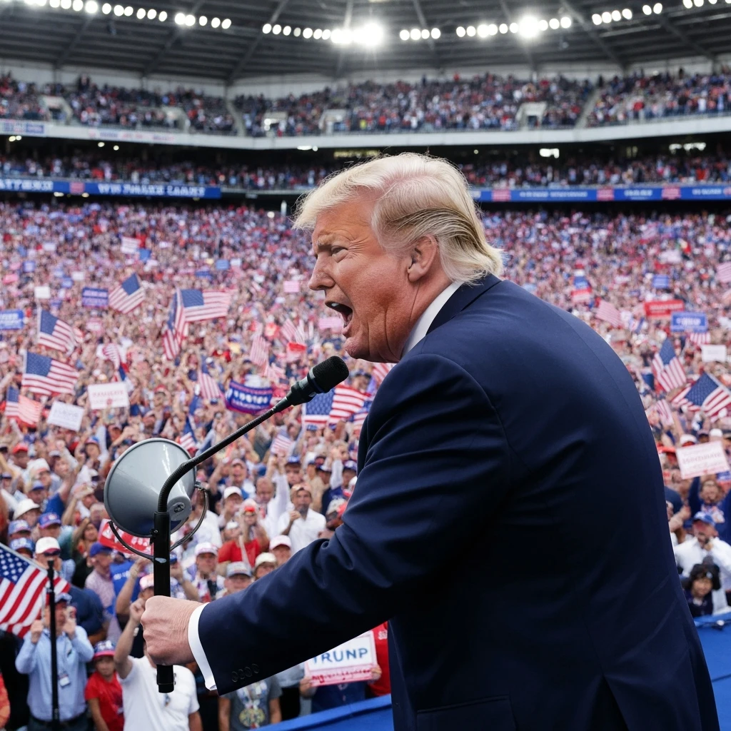 Donald Trump speaking at a rally emoji