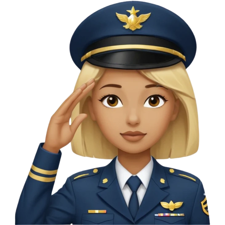 black solider woman salute with blonde hair emoji