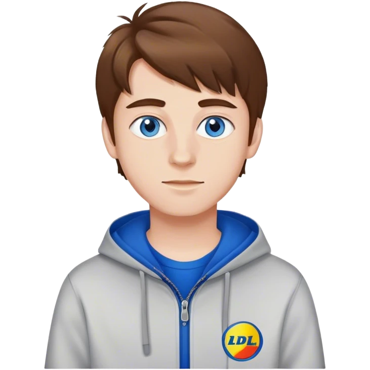 18 years old guy brown hair blue eyes with lidl clothes emoji