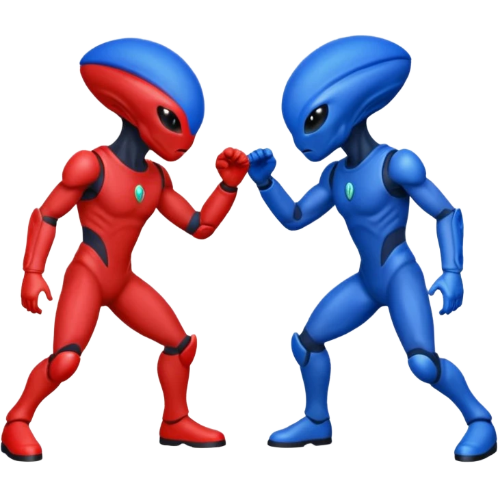 
two alien sparring, red uniform and blue unidorm
 emoji
