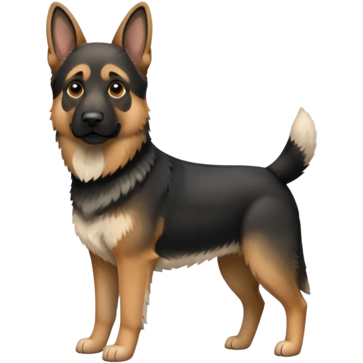 Mainly black colored German shepherd with a little bit of white colored fur  emoji