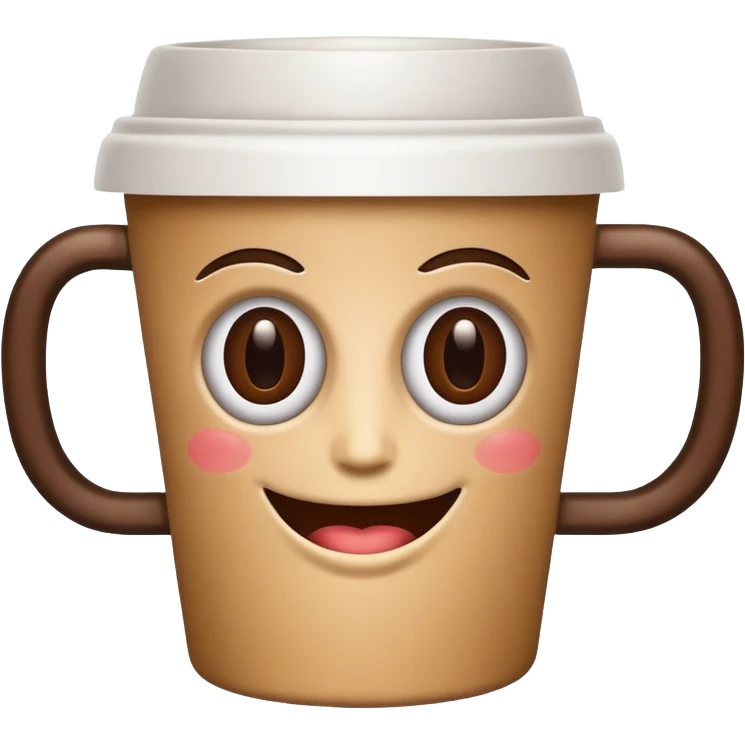 Happy face with coffee cup eyes  emoji