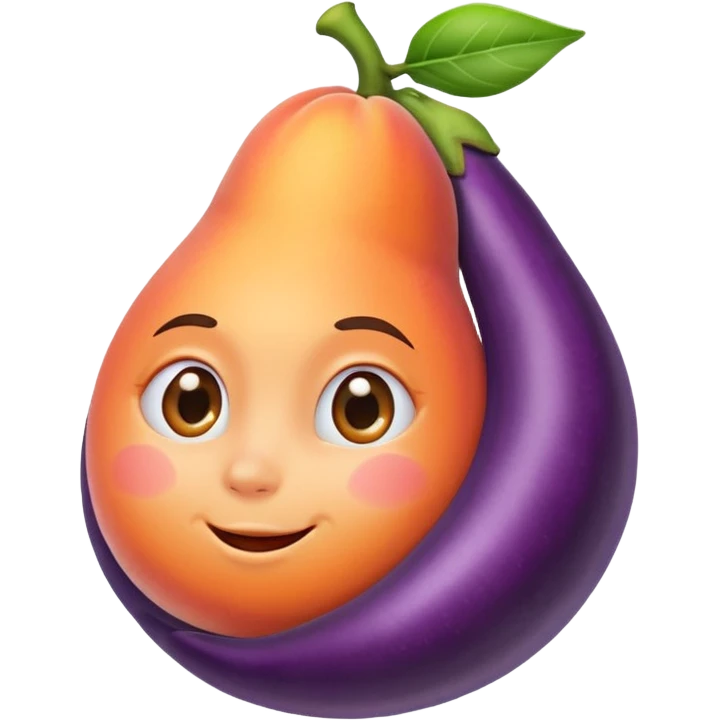 Peach sit on eggplant emoji