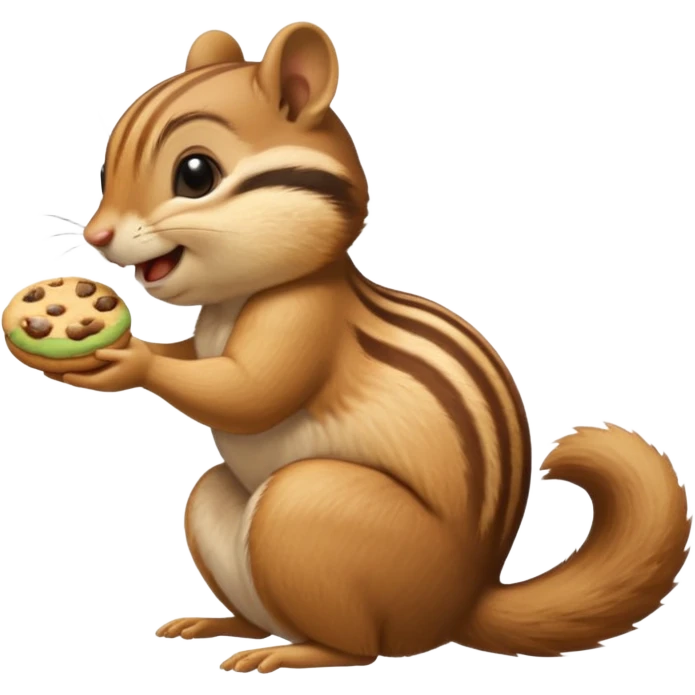 side view of this iphone chipmunk emoji eating cookie with a sweet smile ; 🍪 use the SAME iphone ios cookies / chipmunk emoji