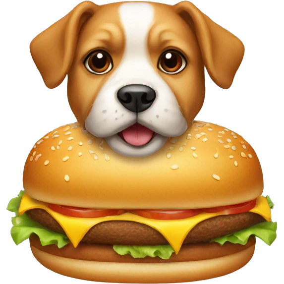 Chien avec un hamburger  emoji