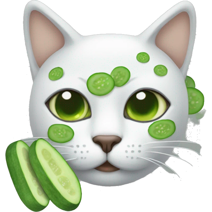 Cat wearing face mask with cucumbers on eyes emoji
