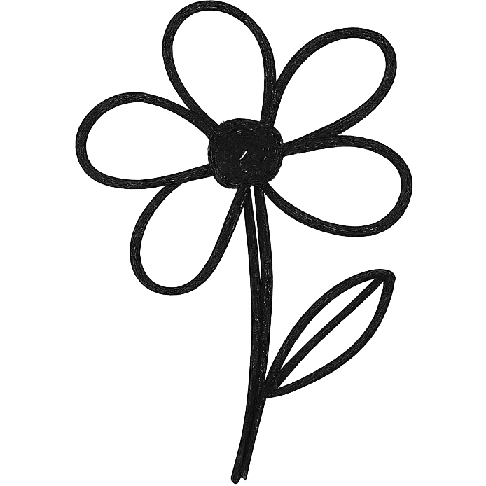 minimalist hand drawn black outline of a flower on white clean background emoji
