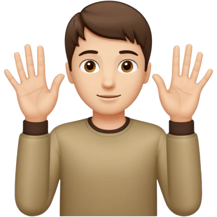 A guy with his palms facing up one hand higher one lower with 6 one left hand 7 on the right hand emoji