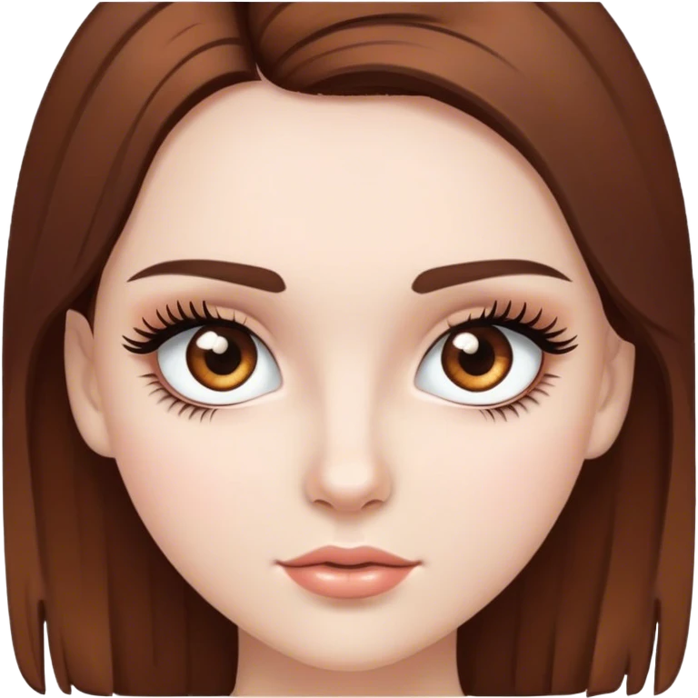Girl white skin brown hair brown eyes with lashes emoji