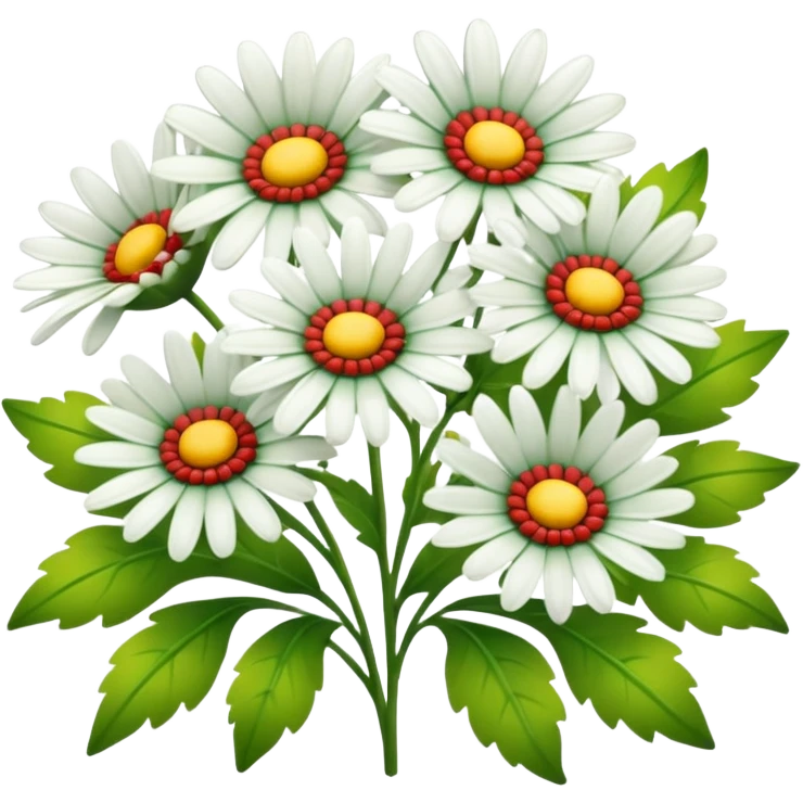 Green, red, yellow and white daisies emoji