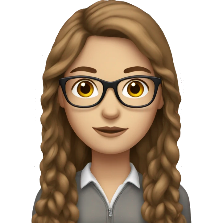 white girl with brown long hair and a glasses emoji