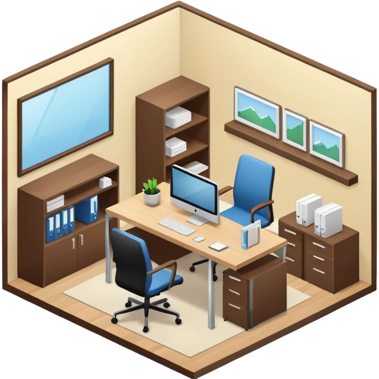 an office for ceo of company in an isometric style emoji