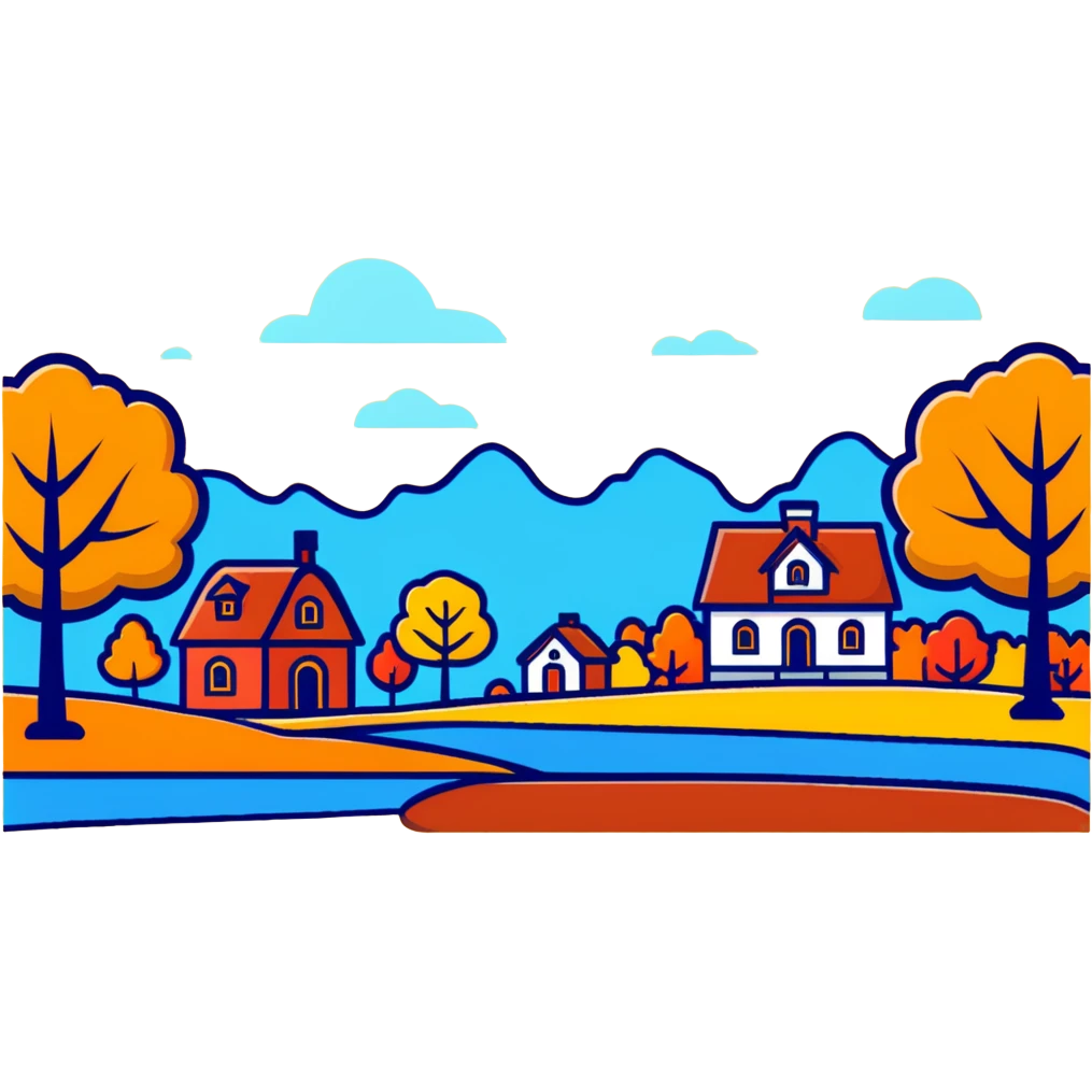 autumn fall scene with vibrant, multicolored leaves and trees emoji