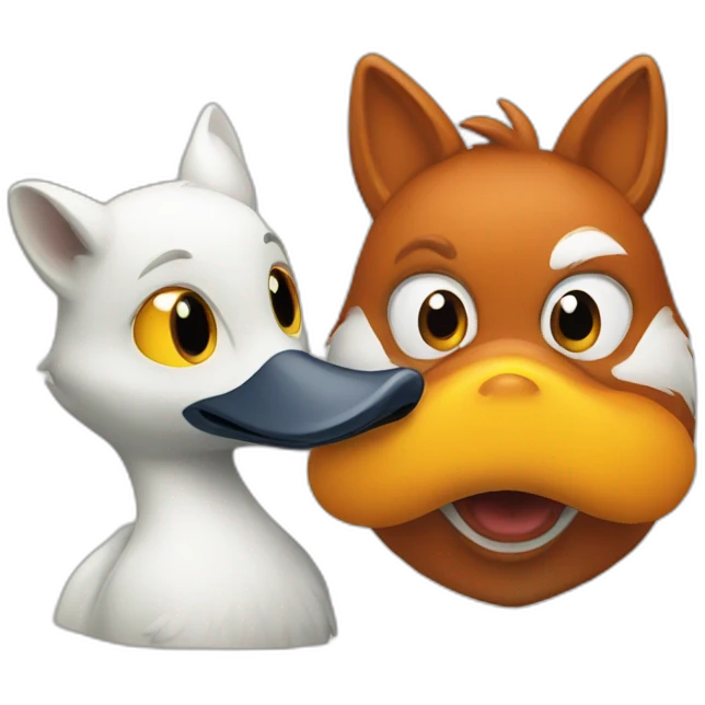 a duck and a fox emoji
