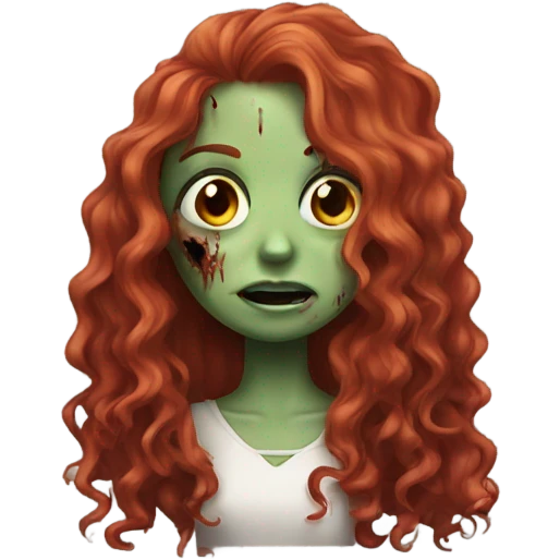 Zombie girl with long red curly hair emoji
