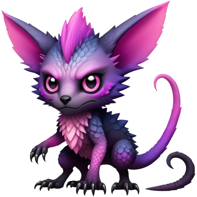 Cool Edgy Black-pink-purple-gradient badass Trico-animal-creature full body emoji