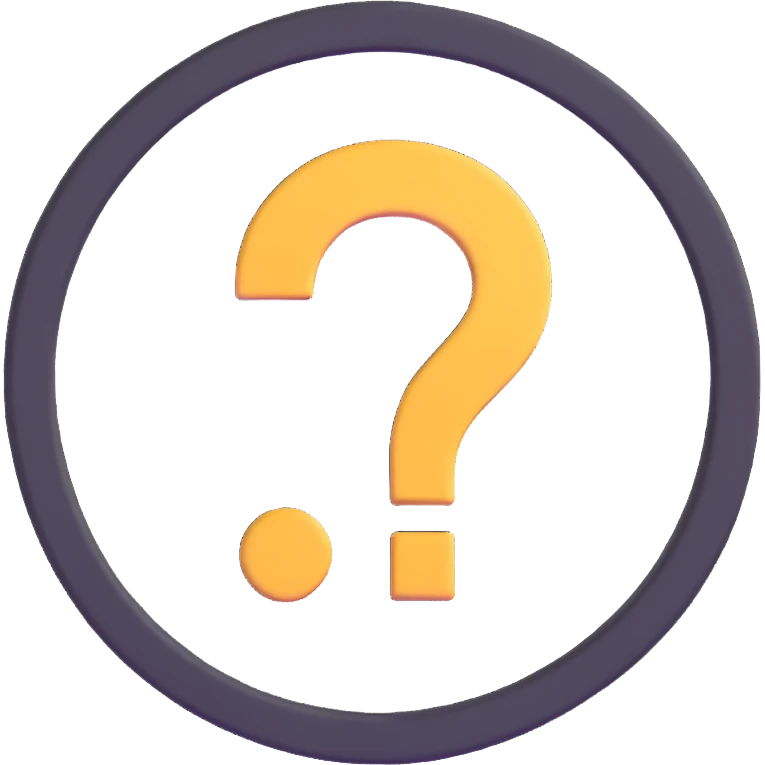 a question mark inside a vibrant and dimensional circle, 3D emoji style, no text emoji