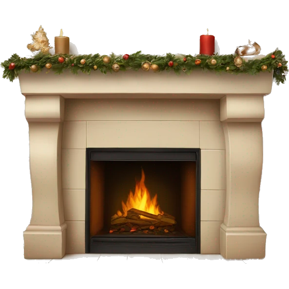 Christmas asthetic beige fireplace emoji