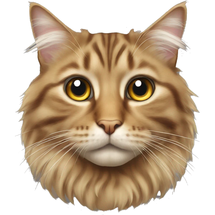 A tabby cat long haired face that has one eye emoji