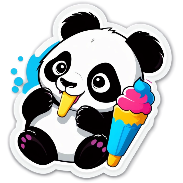 Panda eating ice cream emoji
