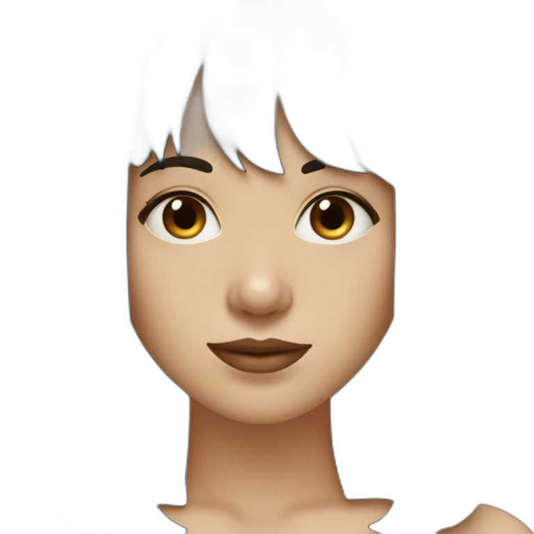 medium straight black haired white women with bangs and chubby cheeks emoji