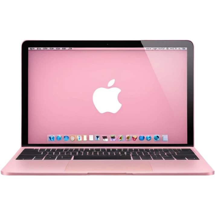 Create me a pink mabook desktop screen emoji