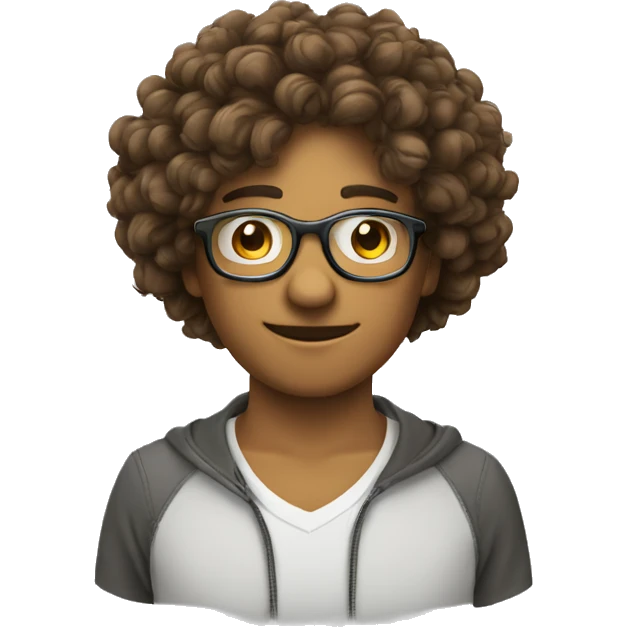 Mec avec lunette et cheveux bouclés  emoji