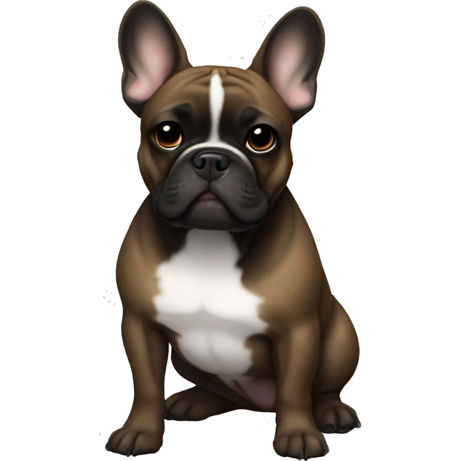 A French bulldog with a black head, brown eyes and a white breast emoji