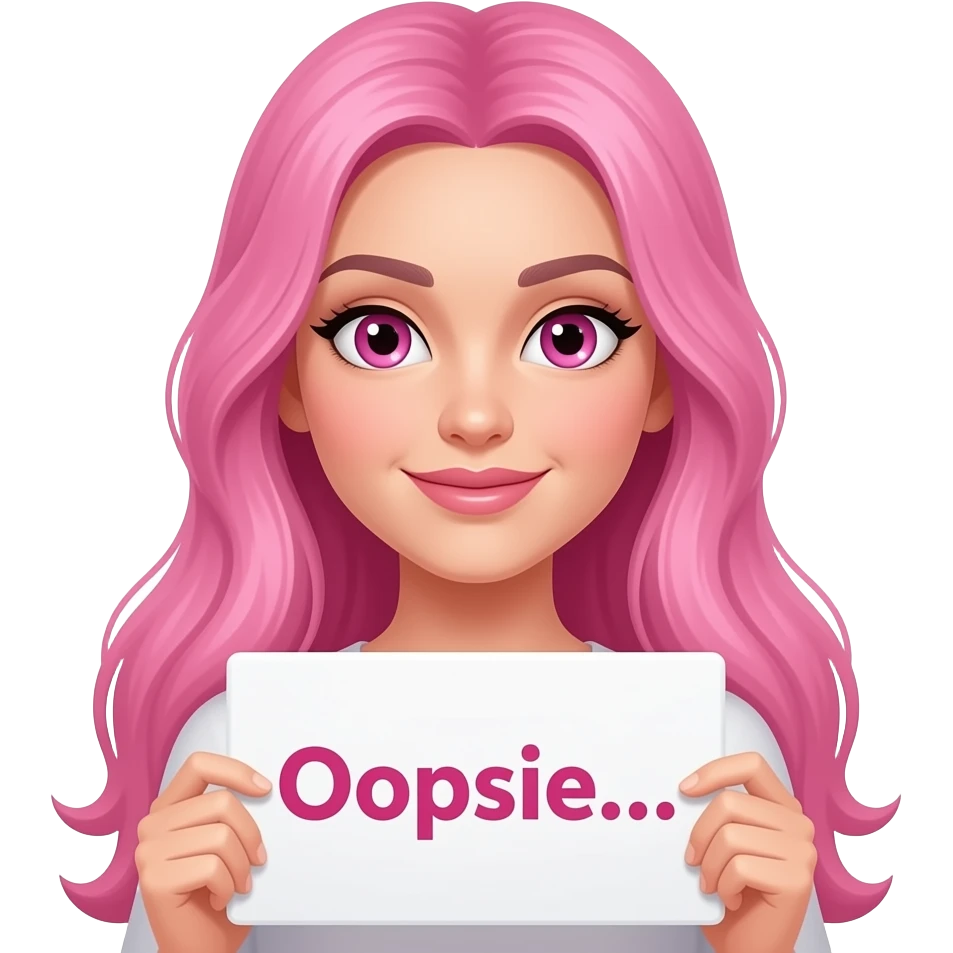 sexy girl with long pink hair and pink eyes wearing a holding a Oopsie... sign emoji