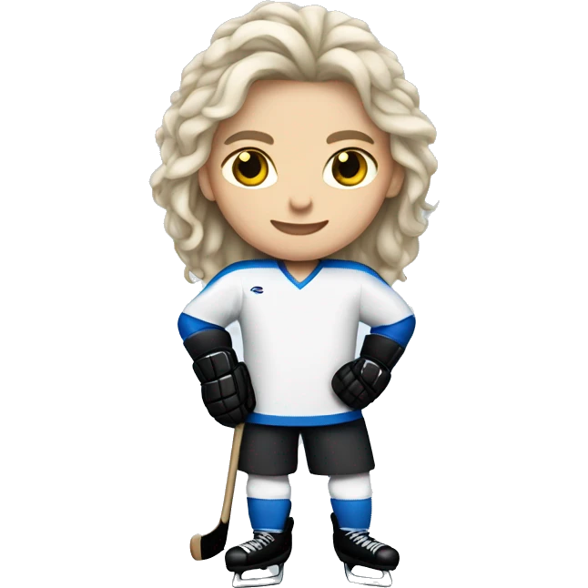 white brunnete hair hockey player emoji