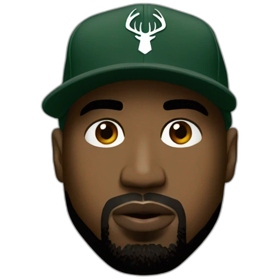 Kanye West with a milwaukee bucks hat emoji