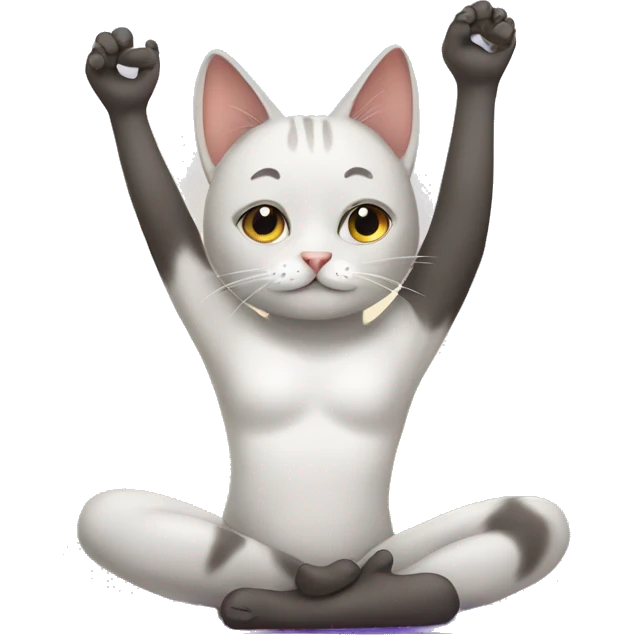 one cat doing yoga emoji