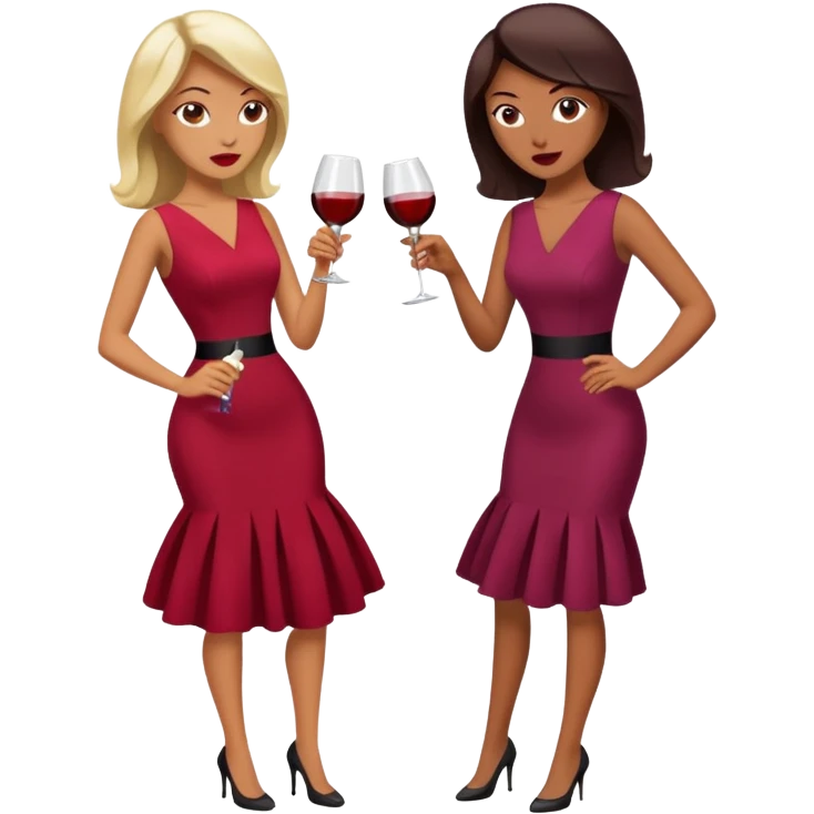 Two ladies fist fighting over a bottle of wine emoji