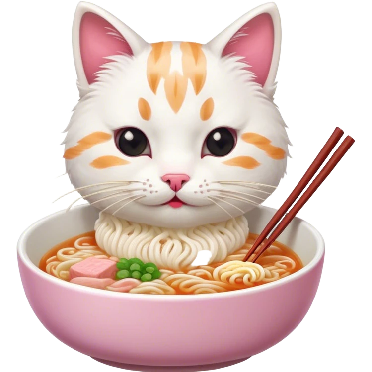 Cat eating ramen soup emoji