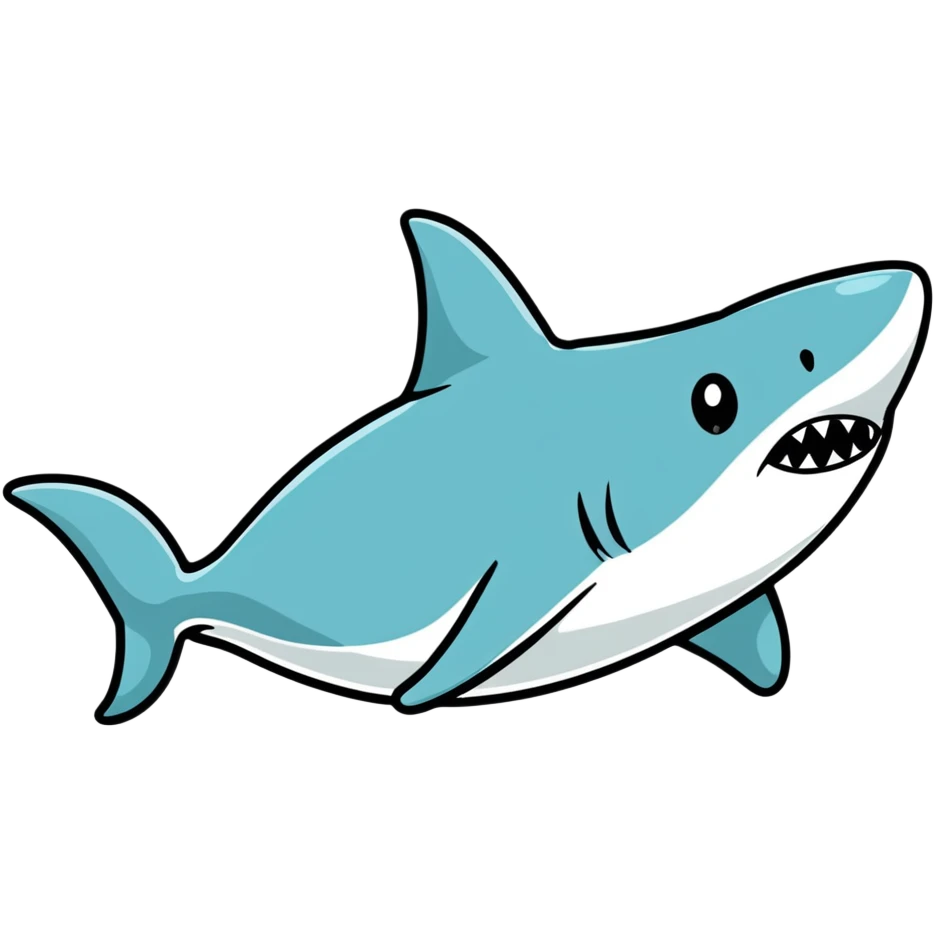 shark with a top hat, cartoon sticker emoji