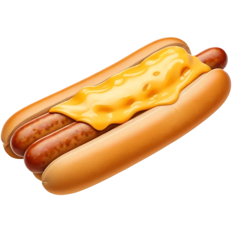 make a picture of a sausage that has been cut in half and melted cheese is coming out of the sausage emoji