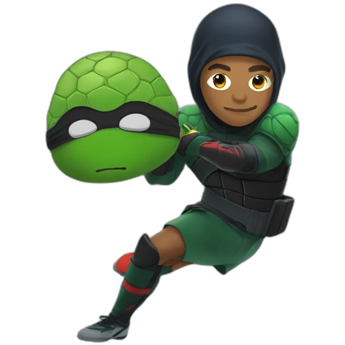 Mbappe avec un masque tortue ninja emoji