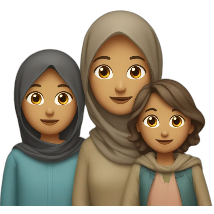 Family of four: a mom who is the only person wearing a hijab, a dad, a young little girl, and a young little boy, light brown skin, everyone has dark hair emoji