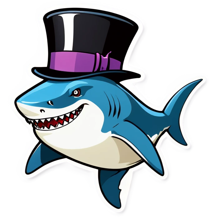 Shark with a top hat emoji