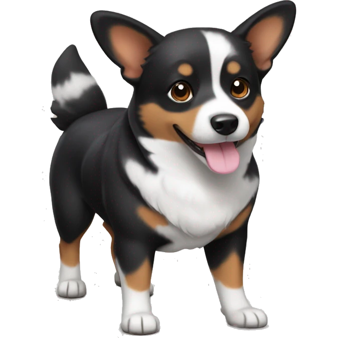 cute black corgi and mix dog with a white muzzle emoji