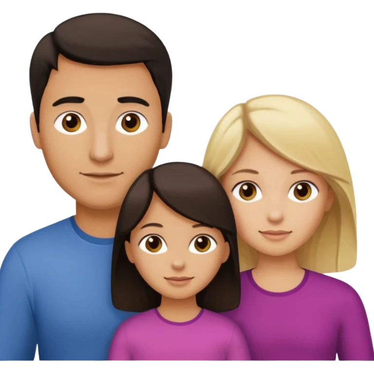 Familia de 4 personas : Hombre pelo oscuro, Mujer pelo cafe, hija 1 pelo mono , hija 2 pelo oscuro. emoji