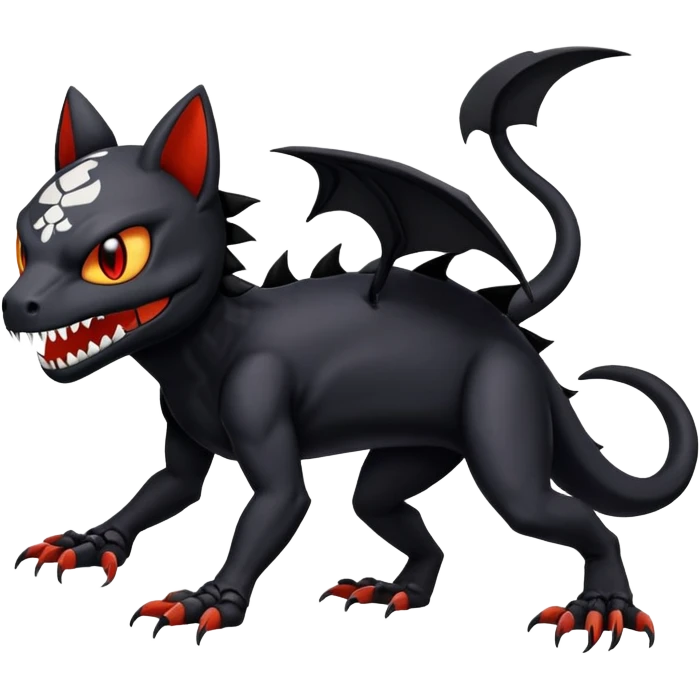Salandit-Noibat-Litten-Hybrid with a white skull-face (Full body) emoji